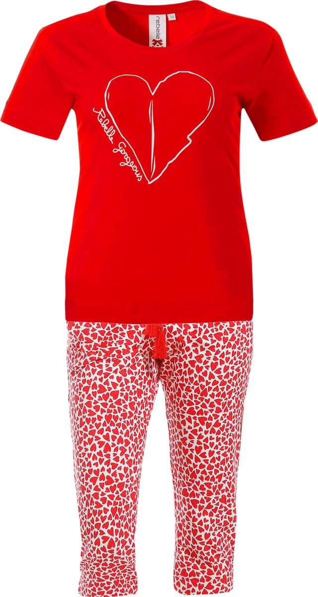 Rebelle Maat 42  - Happy Hearts - Pyjamaset - Rood