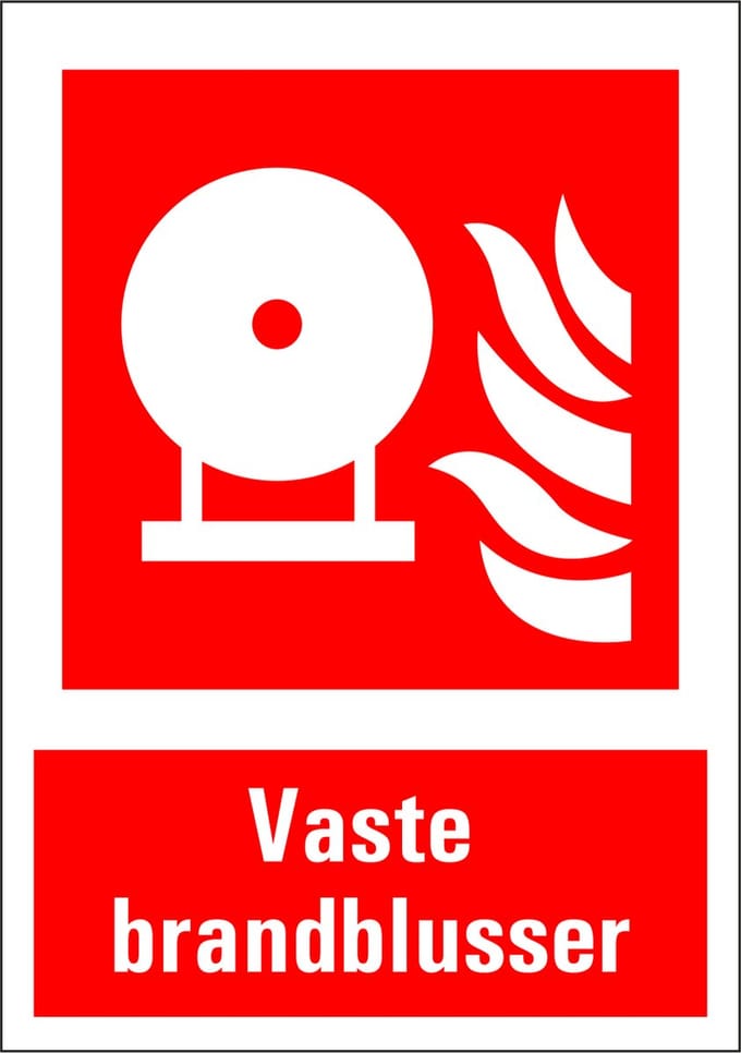 Vaste brandblusser sticker met tekst 210 x 297 mm