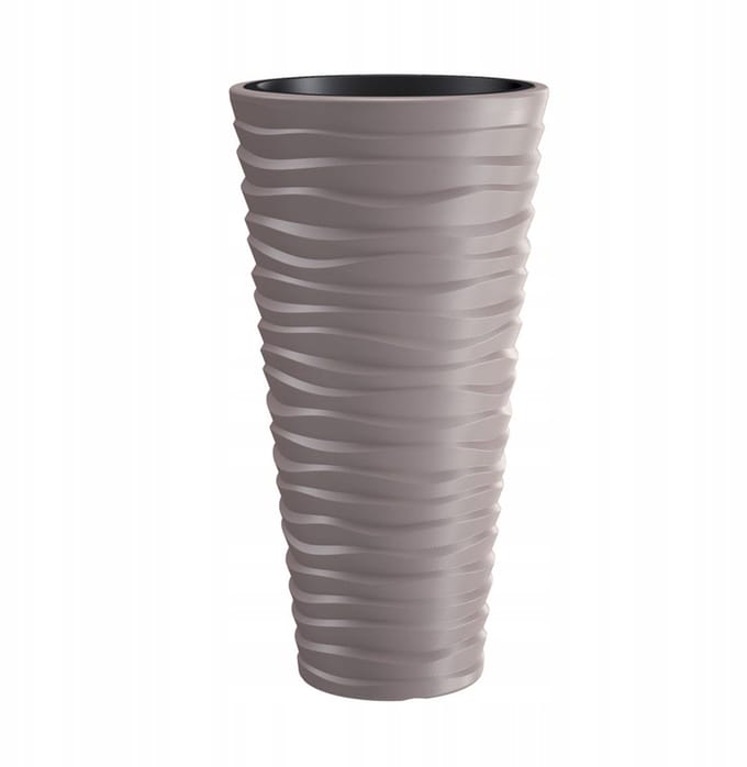 Zandpot Mocca 75cm hoog, 3D golfpatroon, vorstbestendig