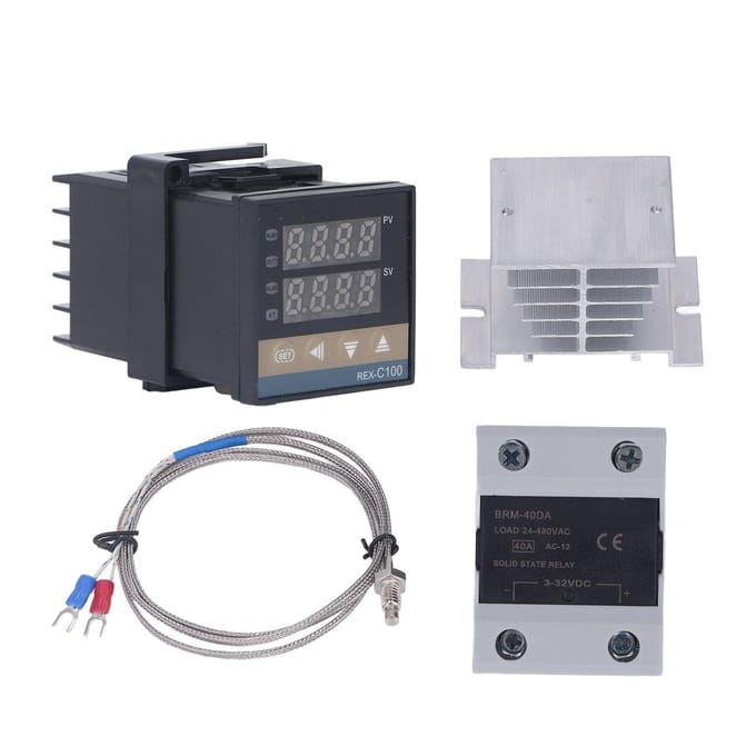 Digitale PID Thermostaat Snelle Nauwkeurige Kachel Temperatuurregelaar met SSR K Thermokoppel Wit gray