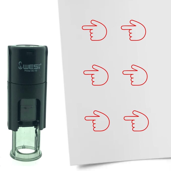 CombiCraft Stempel wijzen naar links 10mm rond - Rode inkt