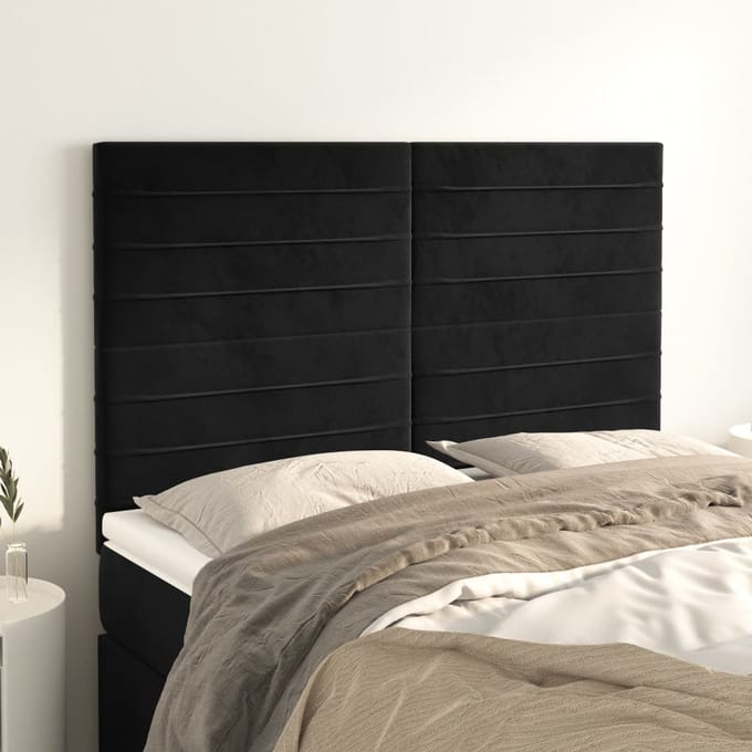 vidaXL - Hoofdbord - zwart - 144x5x118/128 - cm - fluweel