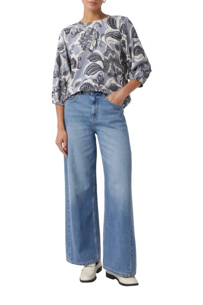 Viskose Serge Blouse Met Volledige Bedrukte Motief En 3/4 Mouwen Dames COMMA