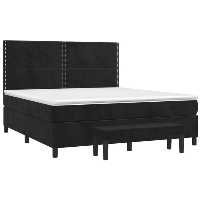 vidaXL - Boxspring - met - matras - fluweel - zwart - 180x200 - cm
