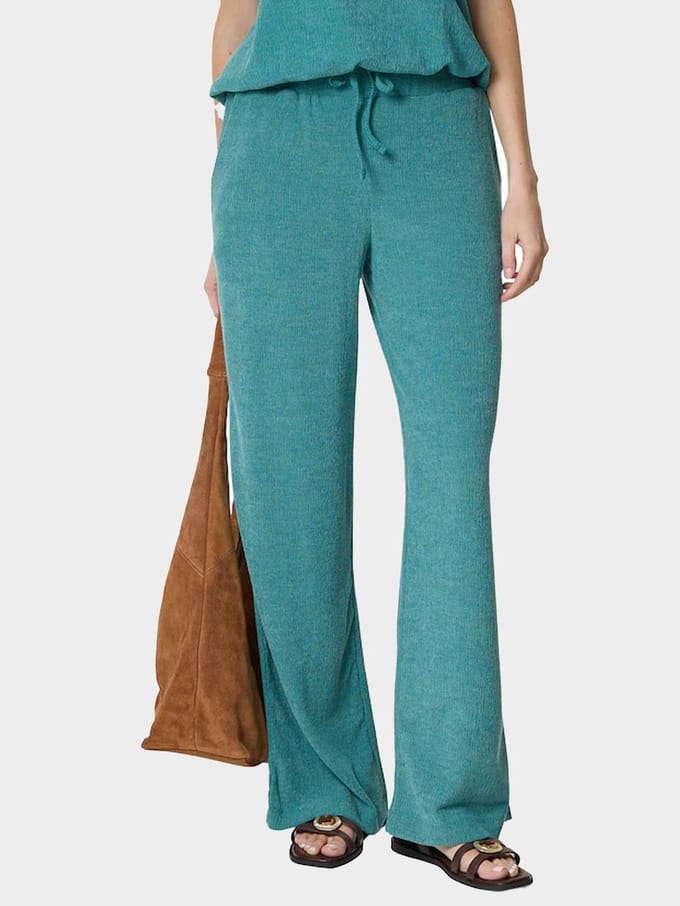 Crinkled Wide-Leg Trousers
