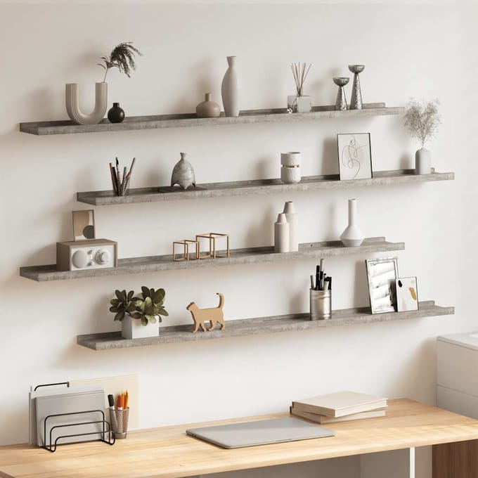 vidaXL - Wandschappen - 4 - st - 115x9x3 - cm - betongrijs