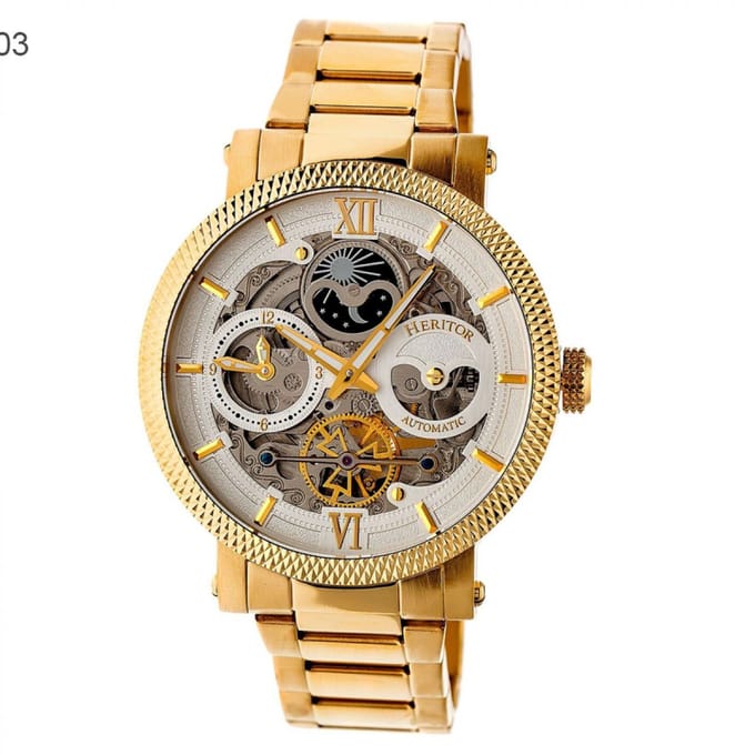 Heritor Automatic Aries Skeleton Dial Armbandhorloge - Goud/Zilver