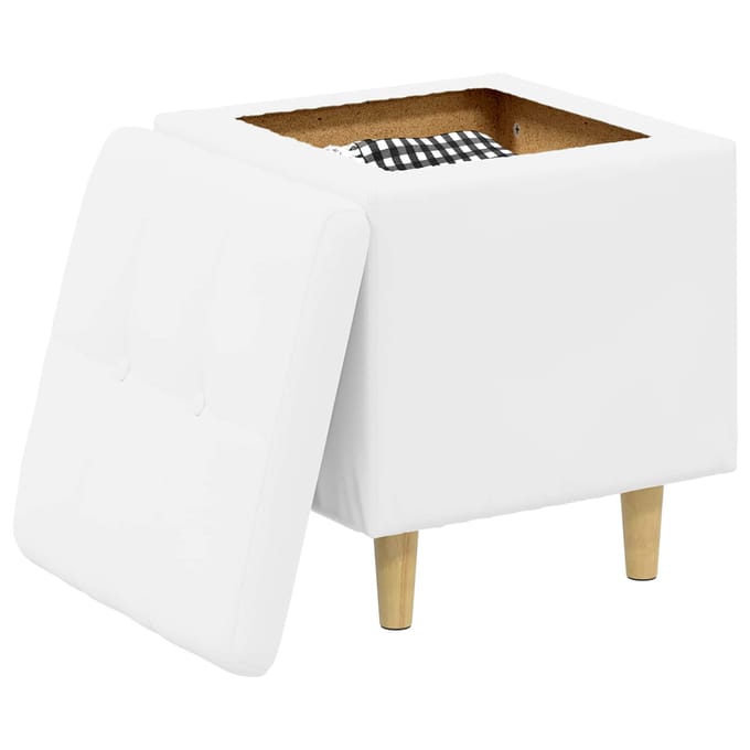 vidaXL - Ottoman - met - opslag - Wit - 40 - x - 40 - x - 45 - cm - Kunstleer