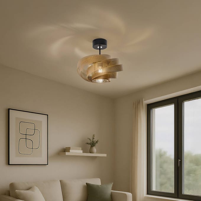 Domiluce Plafondlamp Vento, zwart/goud, metaal, Ø 40 cm, E27