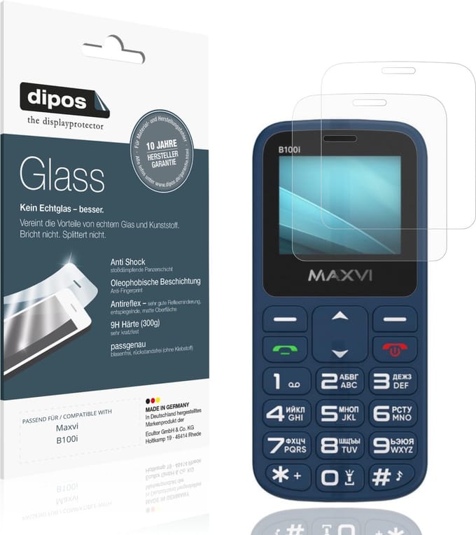 dipos – 2x Matte Pantserfolie geschikt voor Maxvi B100i | 9H Screenprotector