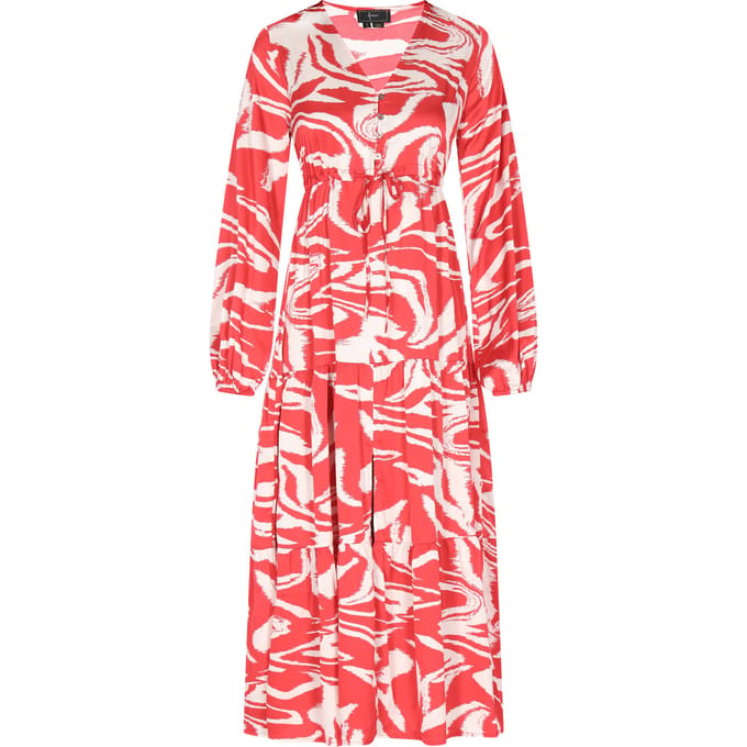 Faina Jurk Dames rood wol wit