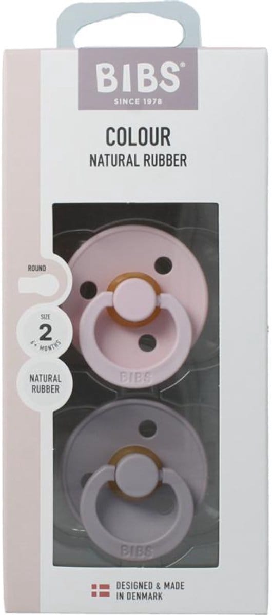 BiBS - Colour Pacifier - Stage 2 Fopspeen - 6+ maanden - 2 stuks - Dusky Lilac / Blossom