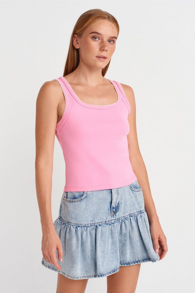 Dames Geribbelde Katoenen Cami Blouse
