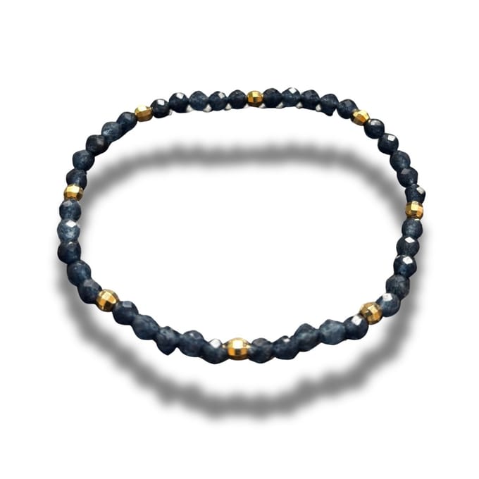 Armband - natuursteen - saffier gefaceteerd - 4 mm - 19 cm - goudkleurige elementen