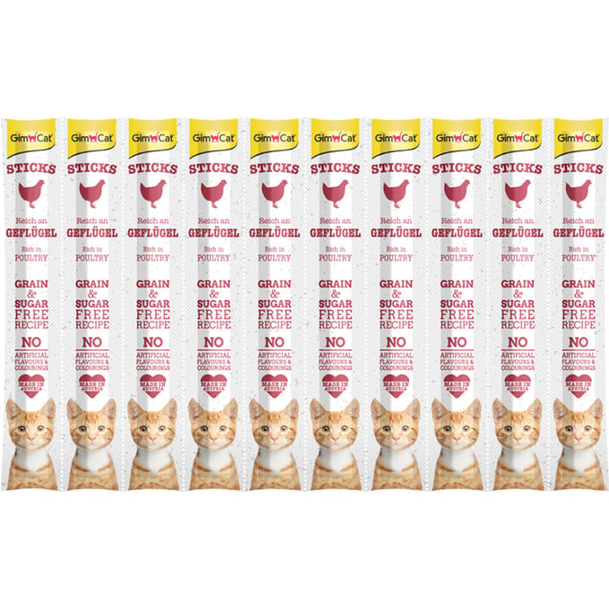 10 Stuks GimCat Sticks Gevogelte Kattensnacks