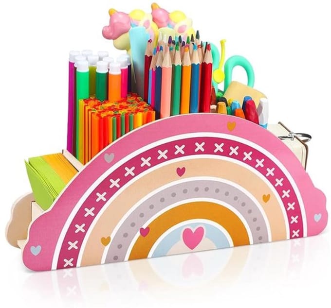 Allecto - Houten Regenboog Pen Organiser - Creatieve Bureau Organizer