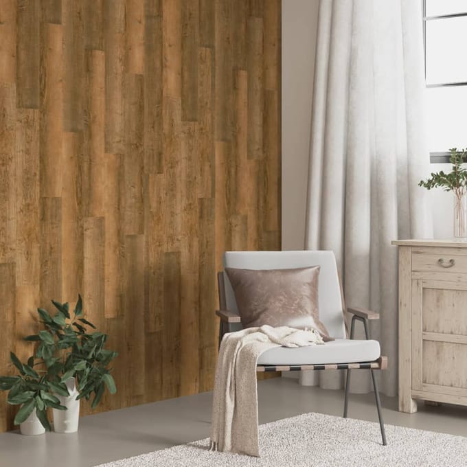 Panneaux Muraux Aspect Bois Marron PVC 4,12 m²