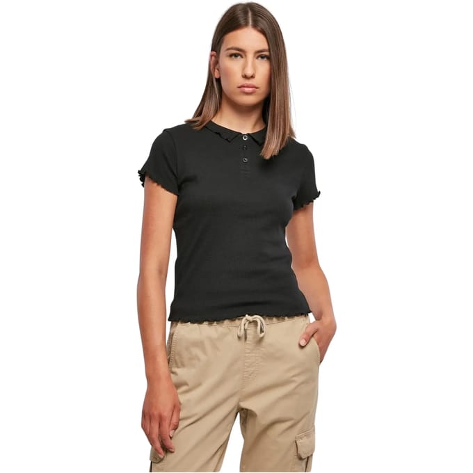 Urban Classics - Rib Polo Top - S - Zwart
