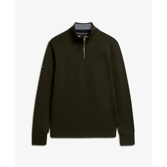 Superdry - Core piqué sweatshirt met halve rits - Heren - Truien