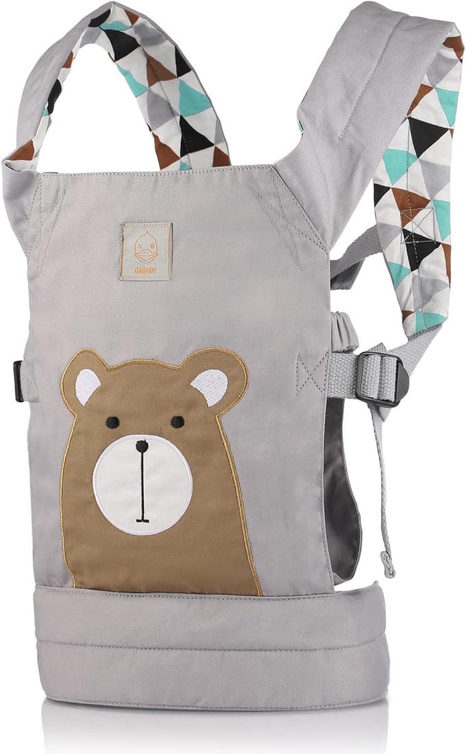 Poppendrager baby poppenaccessoires van katoen - Bruine Beer
