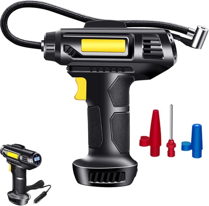 Digitale bandenpomp - Draagbare compressor - Banden oppompen - Automatische uitschakeling - 12 Volt - Zwart