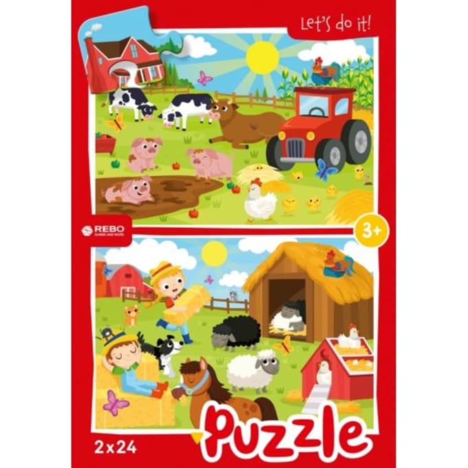 Rebo Legpuzzel 2x24 Stukjes - Farm Animals