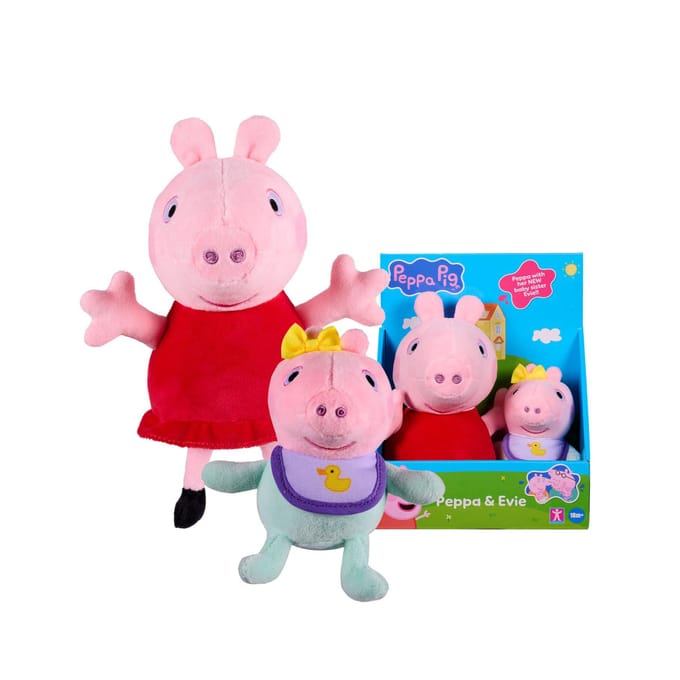 Peppa Pig 2-delige Knuffelset – Peppa & Baby Evie – Zachte Pluche Knuffels