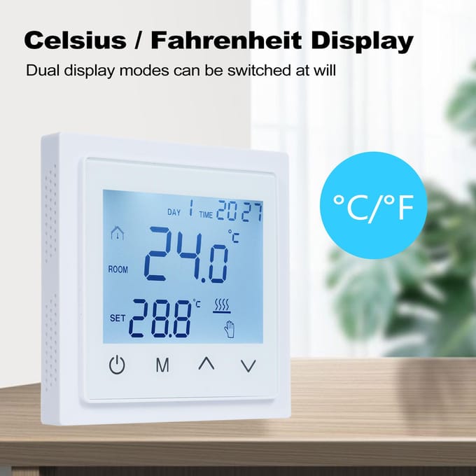 Intelligente digitale displaythermostaat 16A vloerverwarmingstemperatuurregelaar met LED-aanraakscherm