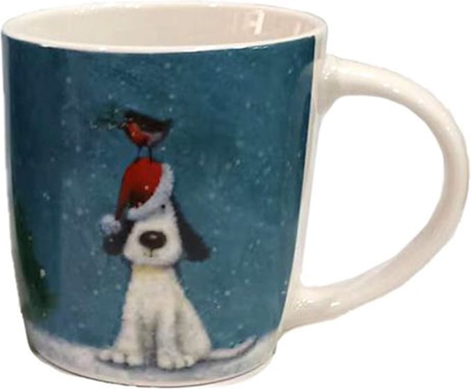 Mok - Jan Pashley - Kerstmis Hond & Roodborstje - Porselein - 300ml