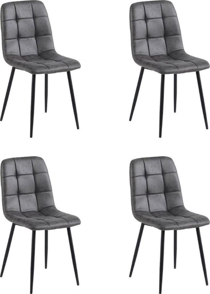 Colenis - Ela Eetkamerstoel - Set Van 4 - Antraciet - Microvezel - Design