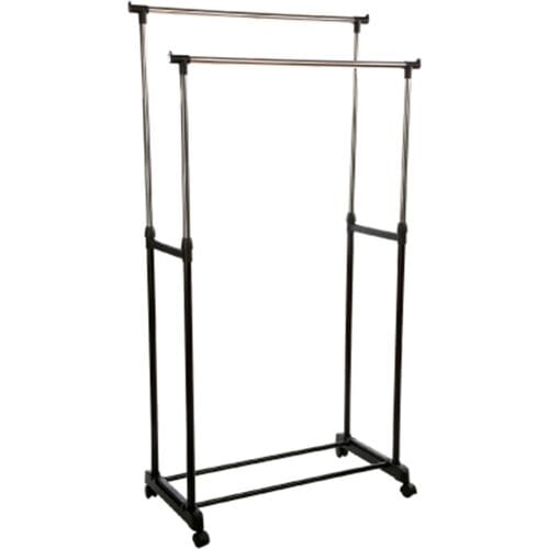 5five Kledingrek - In hoogte verstelbaar (97-170 cm) kledingrekje van metaal/kunststof voor uw slaapkamerinrichting, zwart.