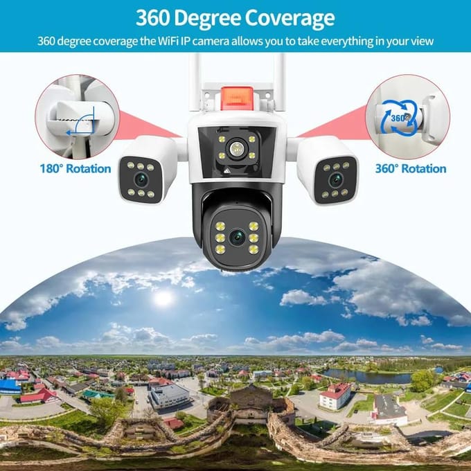 EU 12MP WiFi IP 3-camera Buiten Drie lenzen Panoramisch zicht PTZ IP-camera AI-tracking Beveiliging CCTV Videobewaking Wifi camera