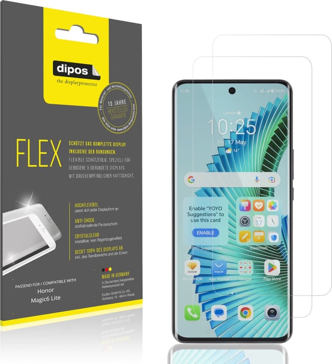 dipos – 2x Beschermfolie geschikt voor Honor Magic6 Lite | 3D Full Cover Screenprotector | 100% Passend
