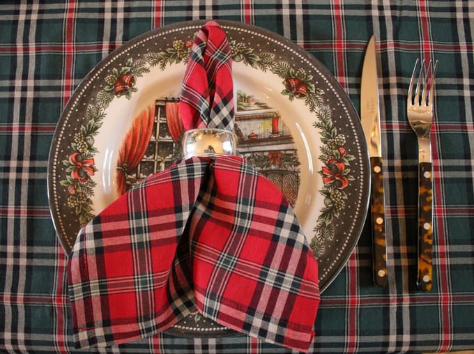 Rood geruite Servetten Castle 40x40 cm - Set van 4 - Schotse ruit