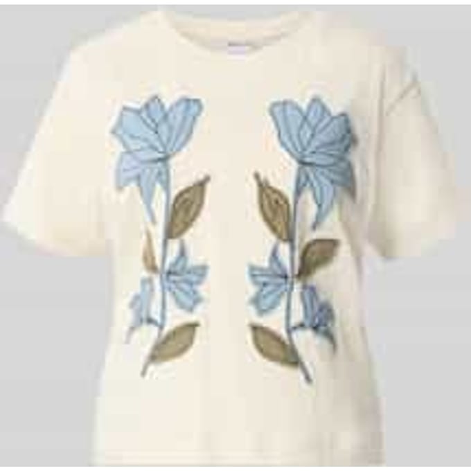 T-shirt met stitchings en ronde hals
