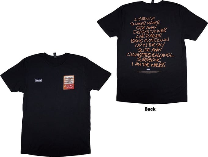 Oasis - Definitely Maybe AAA Setlist Heren T-shirt - S - Zwart