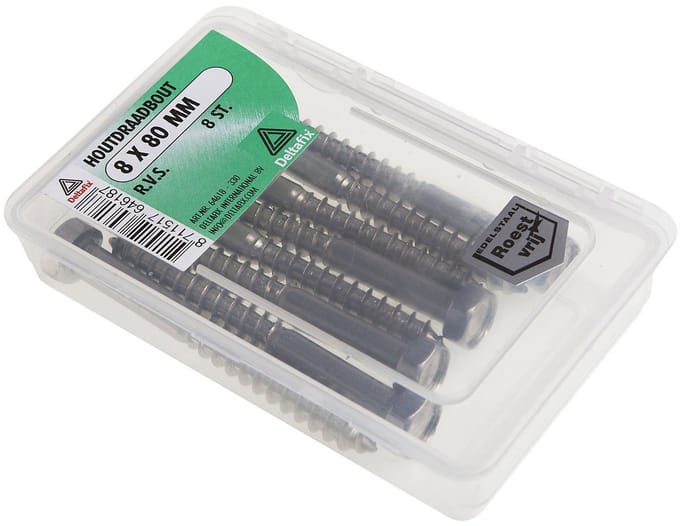 Deltafix - Houtdraadbout 8x60mm rvs 10st