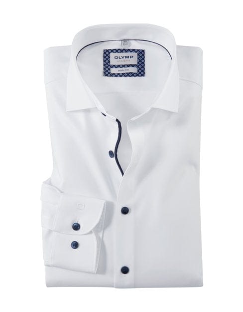 OLYMP Level 5 body fit overhemd - twill - wit - Strijkvriendelijk - Boordmaat: 37