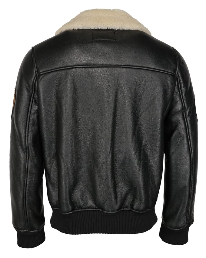 Top Gun imitatieleren jas TG20213035 met imitatiebontkraag