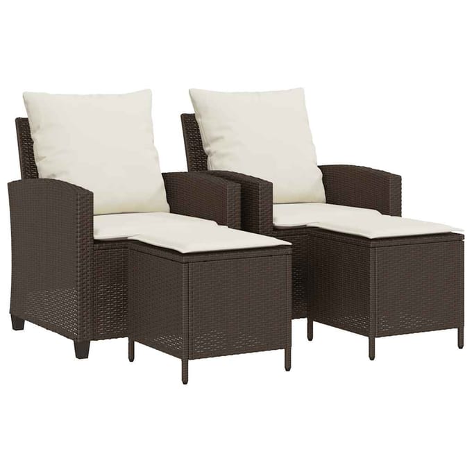 vidaXL - 4-delige - tuinbankset - met - kussens, - bruin - polyrotan