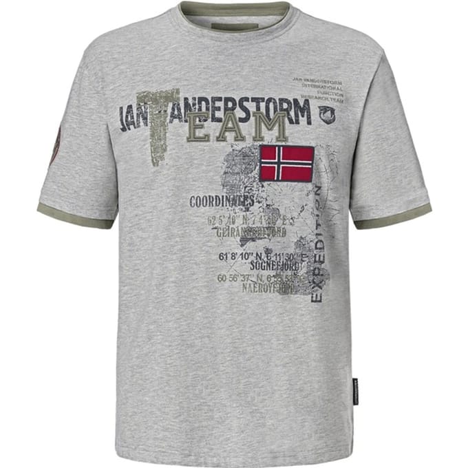 Jan Vanderstorm herren T-Shirt - 80/82 - lichtgrijs - Plus Size