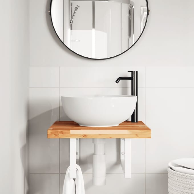 vidaXL - Badkamer - wandschap - staal - en - massief - acaciahout