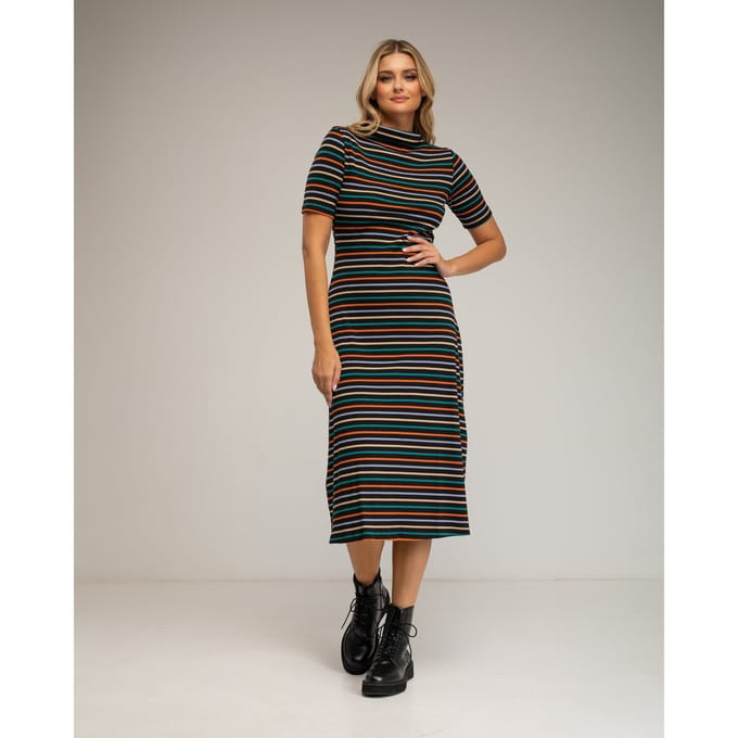 Gestreepte midi-jurk