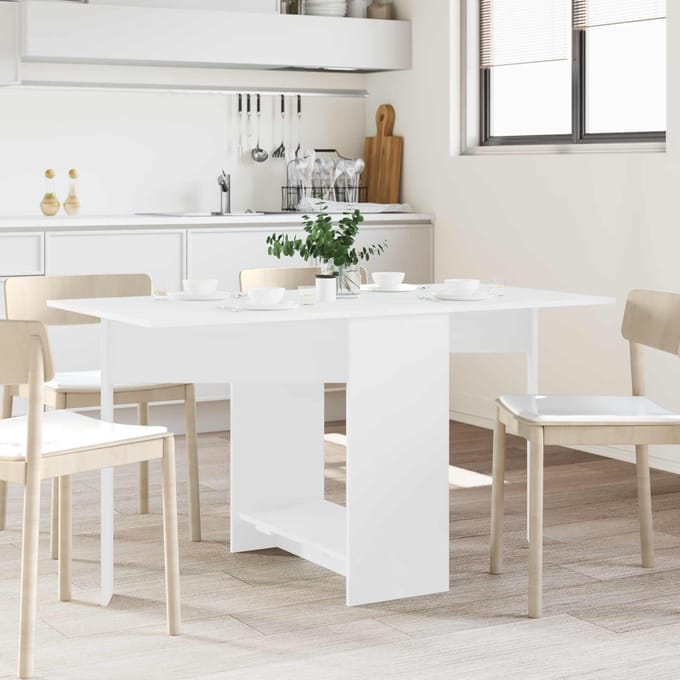 vidaXL - Eettafel - 138 - x - 70 - x - 73,5 - cm - Bewerkt - hout - Wit - Rechthoekig