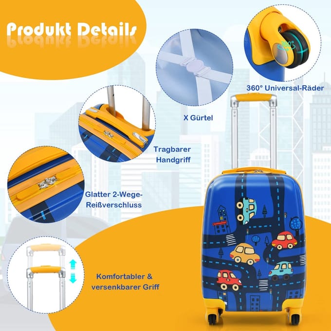 COSTWAY kinderkoffer, Vervoer, 12"+18", kinderkoffer
