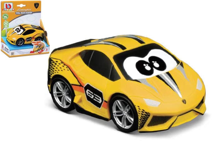 BB Junior Lamborghini Huracan Coupe - Pullback Racer - 5 inch - Geel/zwart/oranje