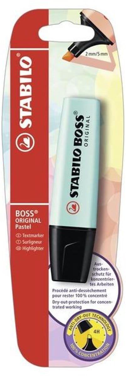 STABILO B-49282-10 markeerstift 1 stuk(s) Beitelvormige punt Turkoois