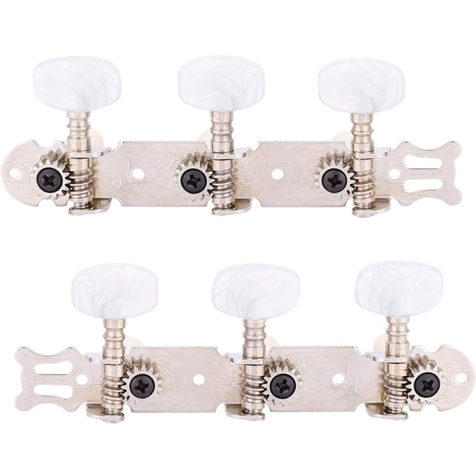 3+3 Acryl Klassieke Gitaar Snaar Stemmechanieken Stemknoppen Machinekoppen Zilver white