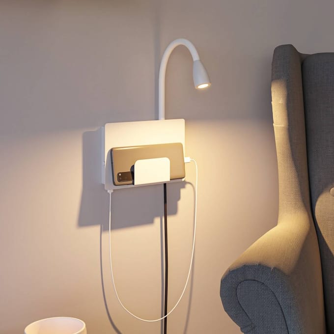 LED-wandlamp Halina USB C 2700K 200lm 230V 2,4W Wit mat