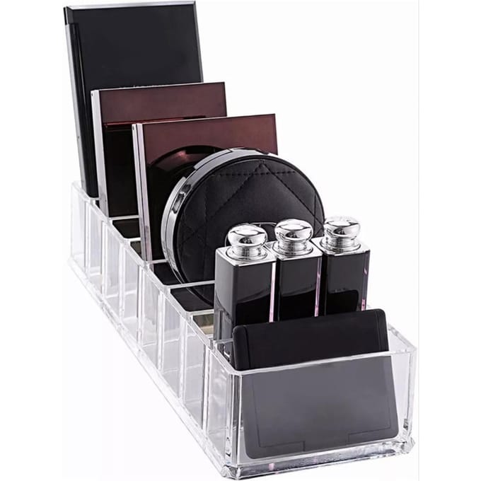 Transparante acryl make-upstandaard met 8 vakken, oogschaduwpaletorganizer en cosmetische displayhouder white